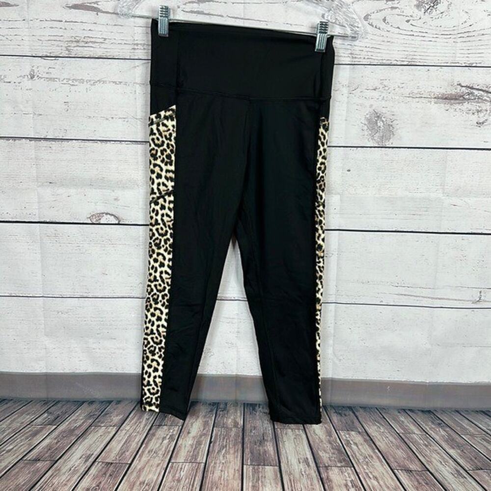 Zyia‎ Active Leggings Womens 6-8 Black Leopard Brilliant Pockets Shaping